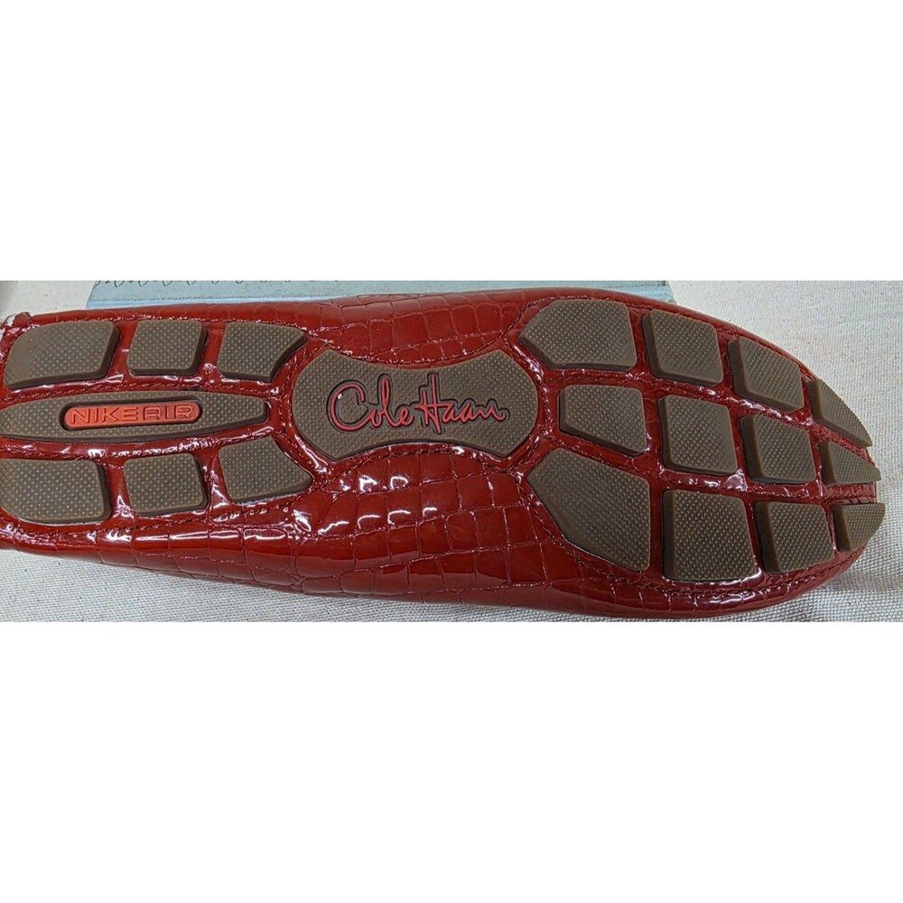 Cole Haan Persimmon Red Croc Embossed Driving Loafers 7.5B - Picture 14 of 16